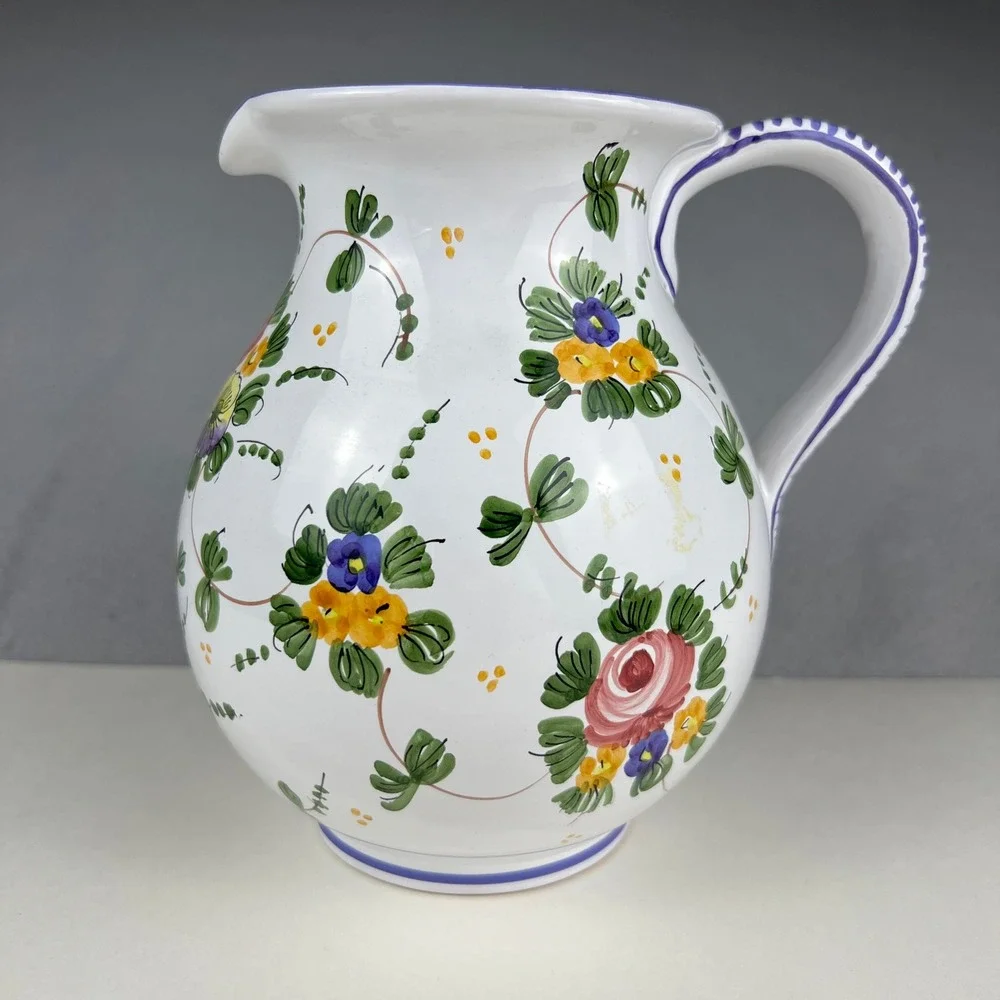 VTG Pitcher Made in Italy L. Pardi Floral Pitcher 7.5